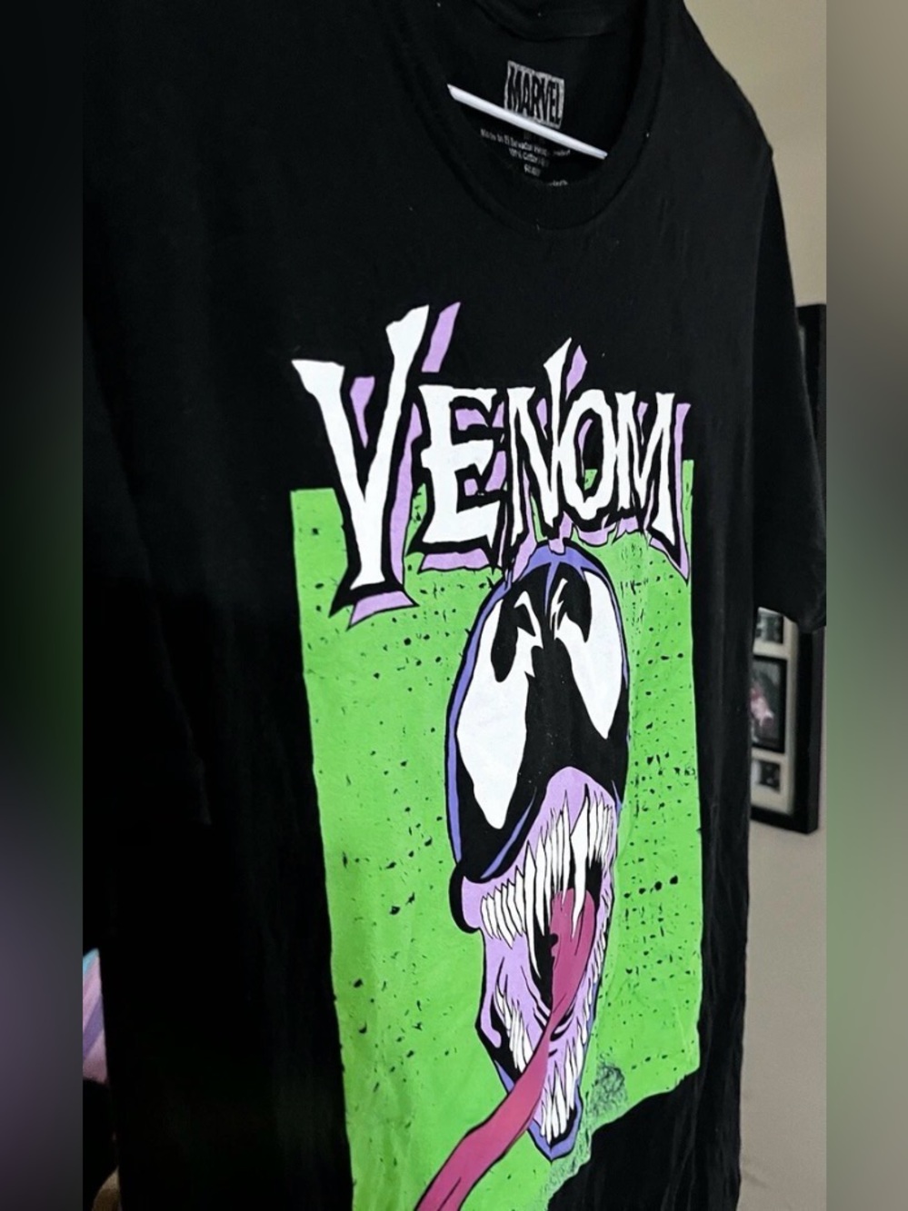 Marvel Venom Short Sleeve Tee - Black with Green & Purple Print